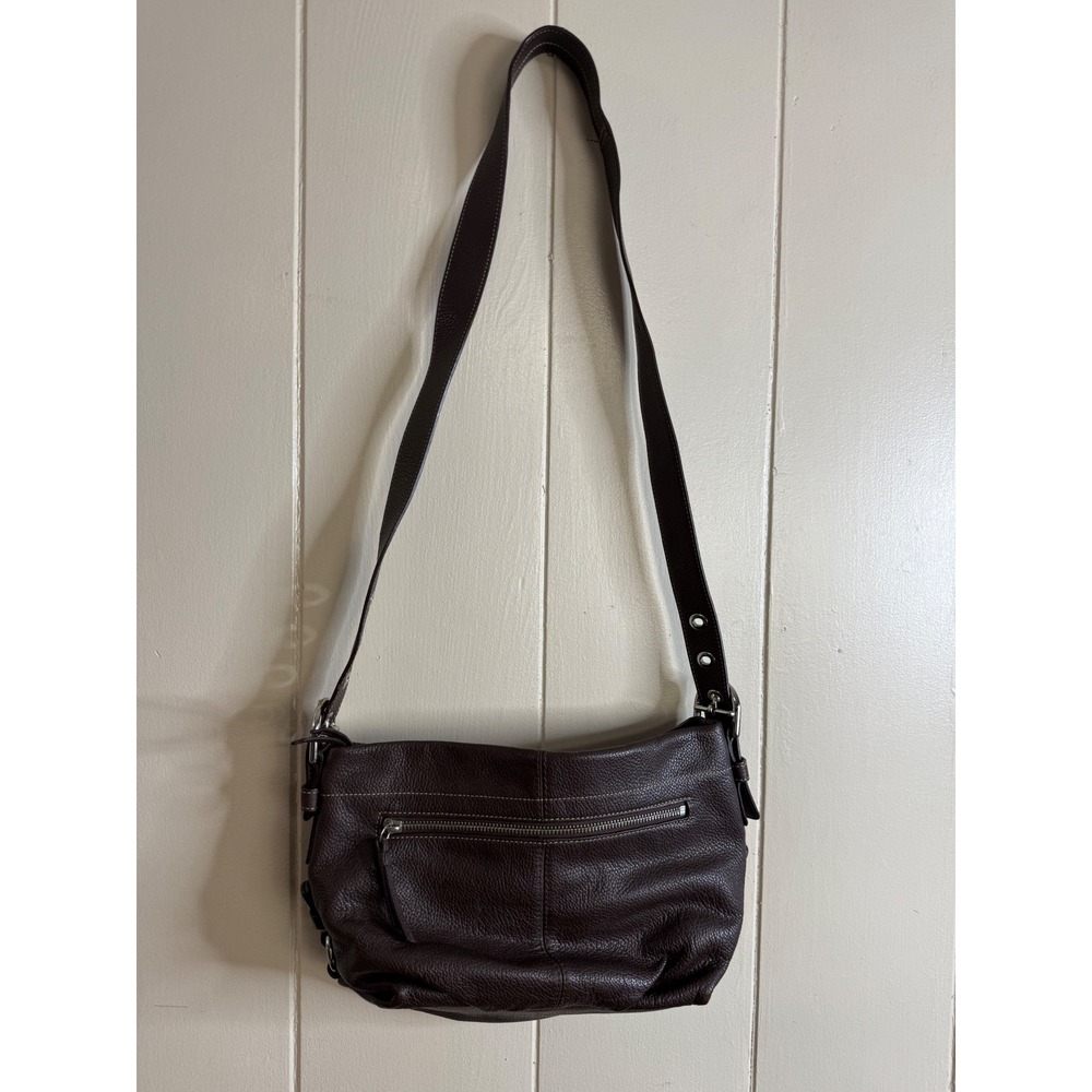 Coach Leather Shoulder Bag Women's Brown Adjustable Strap Silver Hardware‎